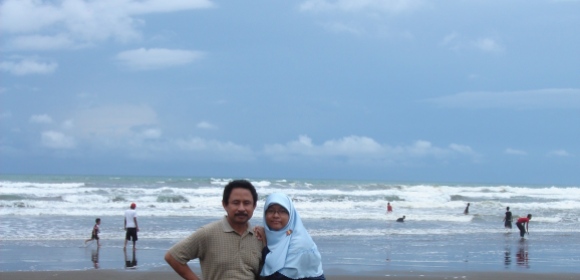 Widarapayung Beach with my daughter